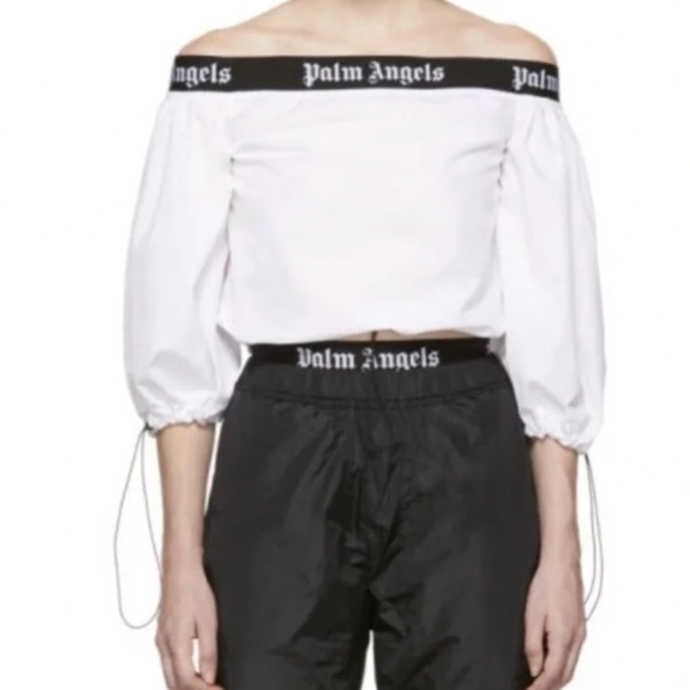 Palm Angels White Balloon Crop Top